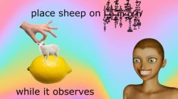 Place Sheep On Lemon While It Observes Meme Template