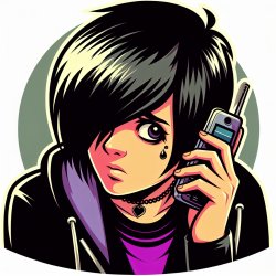 young emo person making a call on a cellphone while watching a s Meme Template