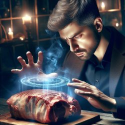 Person paranormally sensing the core temperature of a piece of m Meme Template