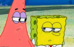 Patrick and SpongeBob staring at each other Meme Template