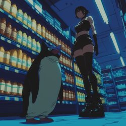 Anime Girl Standing Over Penguin Meme Template