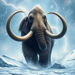 Wise mystical mammoth in a snowstorm with lightning Meme Template