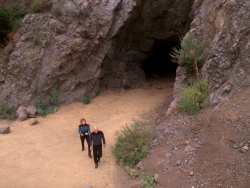 Beverly Crusher and Jean-Luc Picard Walking Away From Cave Meme Template