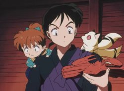 Kirara talking to Miroku Meme Template