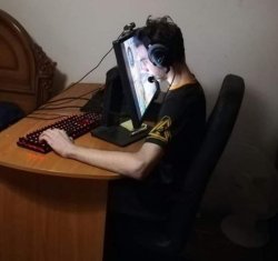 Face to screen Meme Template