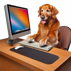 dog typing on computer Meme Template