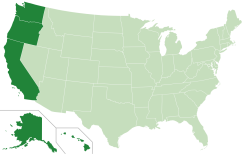 US with West Coast States highlighted Meme Template