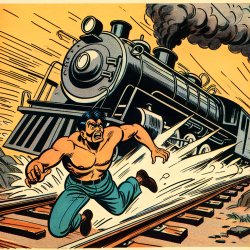 Guy almost being hit with train Meme Template