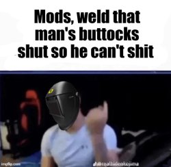 Mods, weld that man's buttocks shut so he can't shit Meme Template