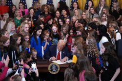 Trump Signing Womens Sports Meme Template