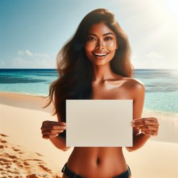 sexy asian girl in bikini holding sign Meme Template