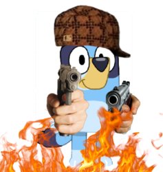 Bluey Has A Gun And She Shoots Out Fire Meme Template