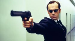 Agent Smith aims gun Meme Template