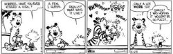 Calvin and Hobbes "have you ever kissed a girl?" Meme Template