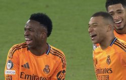 Bellingham, Mbappe, Vinicius Laughing at Man City-Madrid 2:3 Meme Template