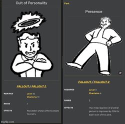 Fallout Perk | Cult OF Presence Meme Template