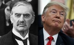 Neville Chamberlain Hitler Donald Trump Putin, lousy negotiators Meme Template