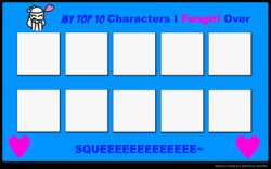 top 10 characters i fangirl/fanboy over Meme Template