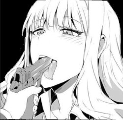 Anime Girl Swallowing Gun Meme Template