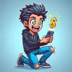 Crypto Bro, Spiked dark hair, fitted jeans, sweatshirt, excited Meme Template