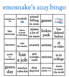 emosnake's 2025 bingo Meme Template