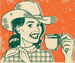 Vintage woman drinking coffee Meme Template