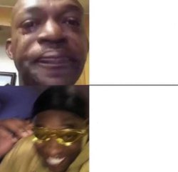 Black man crying x black man with glasses Meme Template