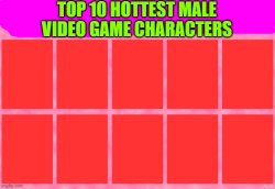 top 10 hottest male video game characters Meme Template
