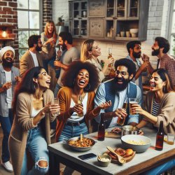 Epic neighborhood drinking bash in kitchen Meme Template