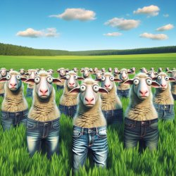 Herd of sheep wearing jeans Meme Template