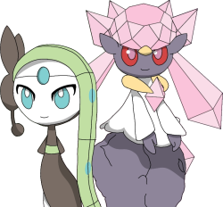 Meloetta and Diancie Meme Template