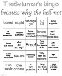 Saturner's Bingo Thingy Meme Template