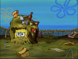 Spongebob Covered in Trash Meme Template