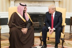 MBS with Trump in the White House Meme Template