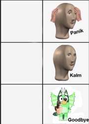 Panik Kalm Goodbye Meme Template