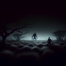The Moor in the dark with a scary monster Meme Template