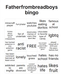 fatherfrombreadboys bingo Meme Template