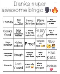 Danks super awesome bingo Meme Template