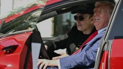 Trump and Musk in Tesla Meme Template