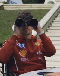 Charles Leclerc looking through binoculars Meme Template