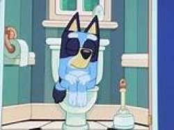 random image of bluey on the toilet Meme Template
