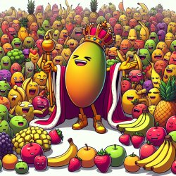 a mango being king and leading over all other fruits Meme Template