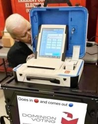 Biden and Dominion voting machine Meme Template
