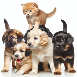 Cute kitten sitting on puppies Meme Template