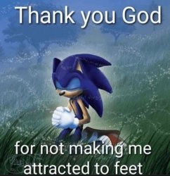 Thank you god for not making me attracted to feet Meme Template
