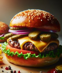 Hamburger and chips Meme Template