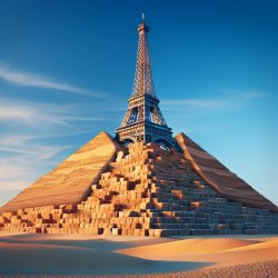 eiffel tower on top of pyramid of giza Meme Template