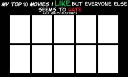 top 10 movies i like but everyone else seems to hate Meme Template