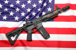 American Flag and AR-15 gun firearm rifle Meme Template