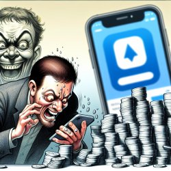 A cartoon of a guy frantically tapping his phone, surrounded by Meme Template